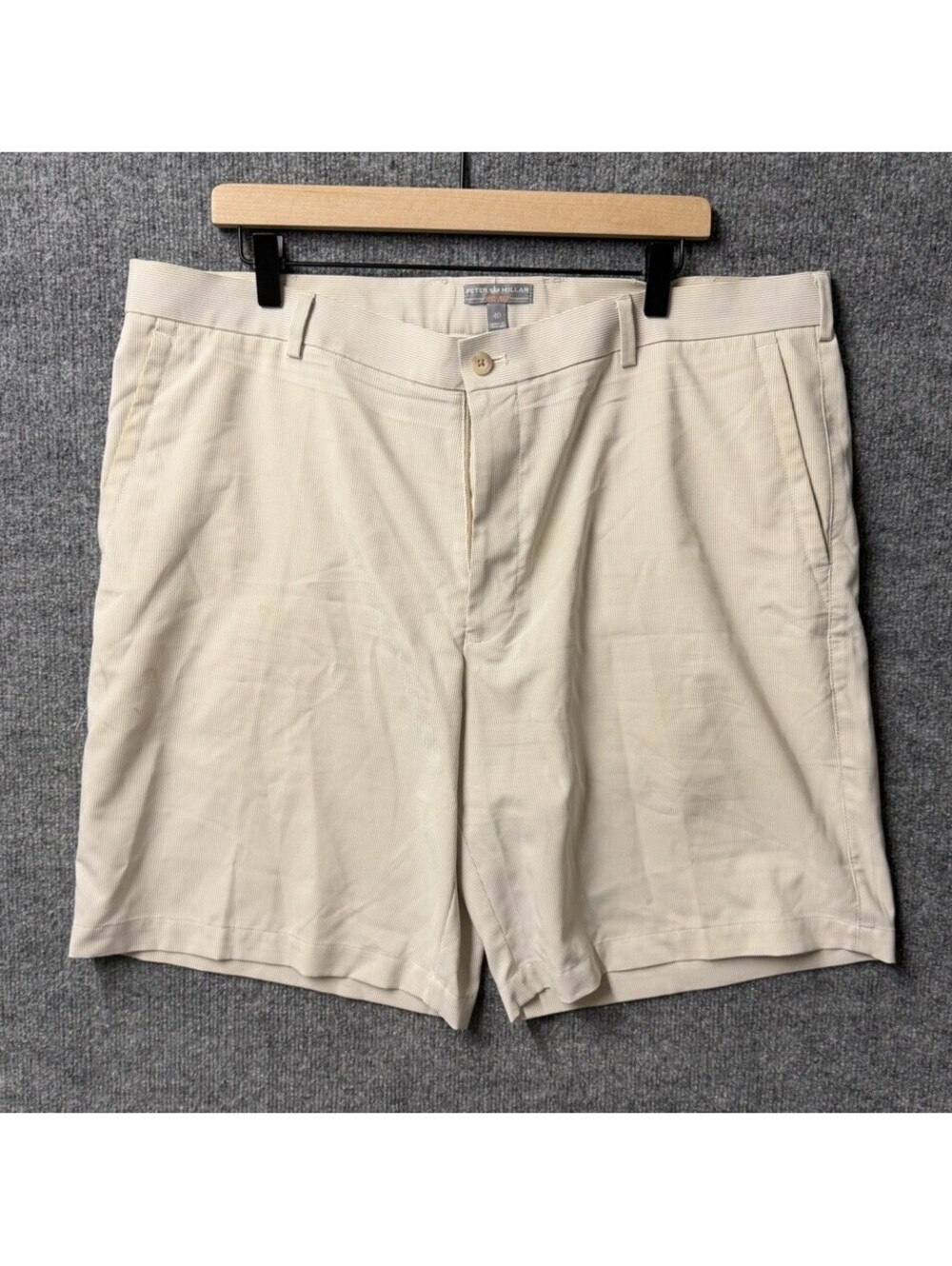 Peter Millar Carrboro Wicking Performance Golf Shorts Tan Stripe Men’s 40